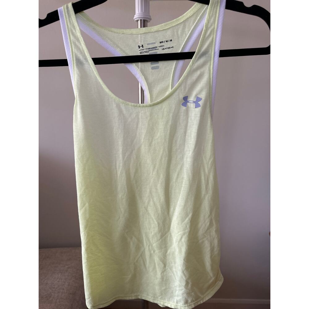Under Armour Yellow Tank Heat Gear Jogging Casual Sleeveless Women's Size M